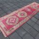 Tapis de Couloir Anatolien Fuchsia, Motifs Géométriques Vintage, 94x324 Cm