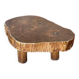 Vintage solid oak brutalist coffee table