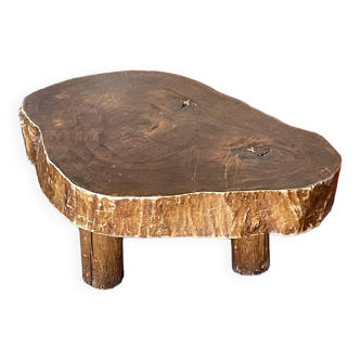 Vintage solid oak brutalist coffee table