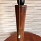 Vintage Unilux lamp in wood and opal glass, Scandinavian style.