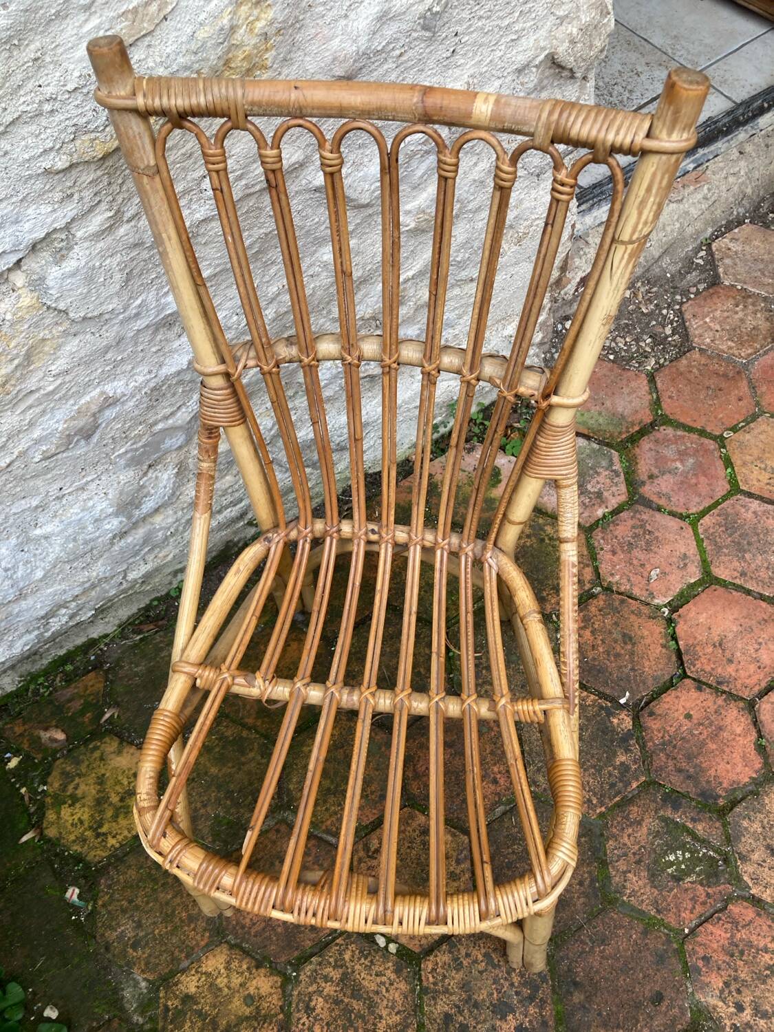 Lot de 10 chaises en rotin vintage