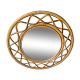 Round vintage rattan mirror