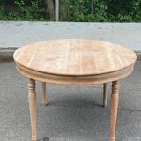 Table à manger art déco ronde ovale extensible rénovée en bois massif