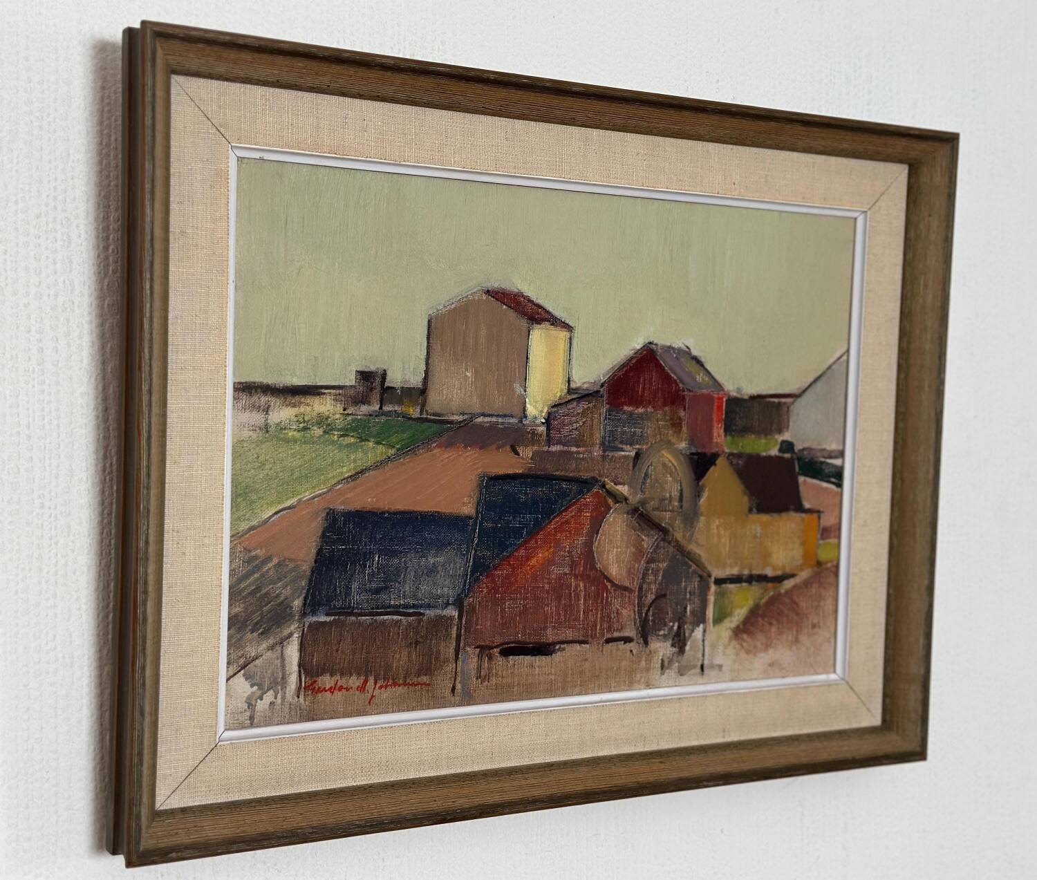 Oil on Canvas –“Rural Landscape with Barns” by Gustav‑Adolf Johansson