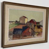 Oil on Canvas –“Rural Landscape with Barns” by Gustav‑Adolf Johansson