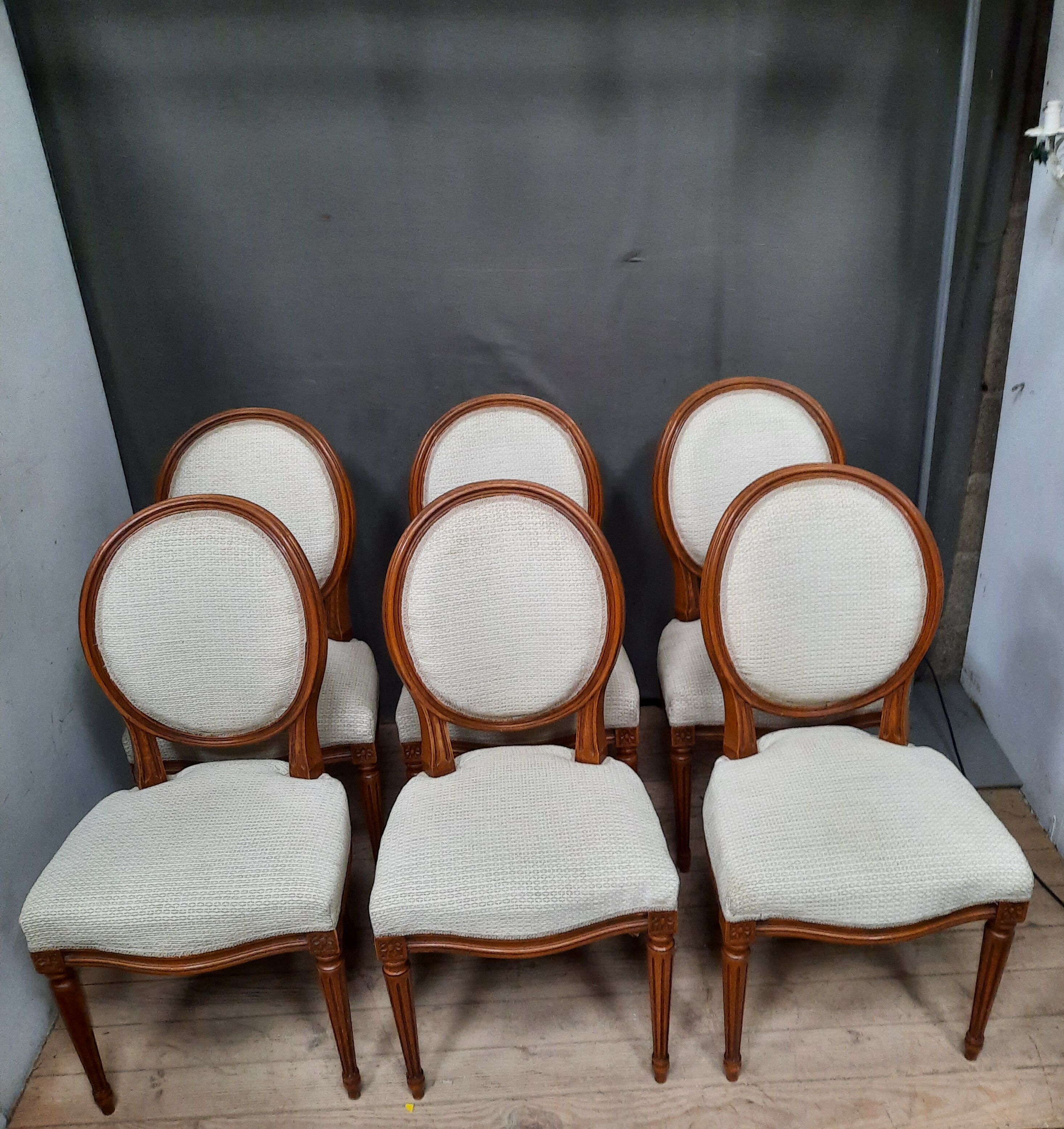Series of 6 Louis XVI style medallion chairs