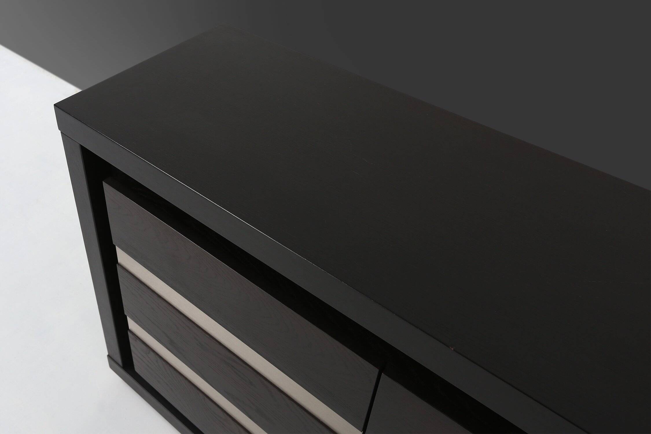 Brutalist Mid-century Belgian Black Oak Sideboard, Belgium 1970s