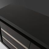 Brutalist Mid-century Belgian Black Oak Sideboard, Belgium 1970s