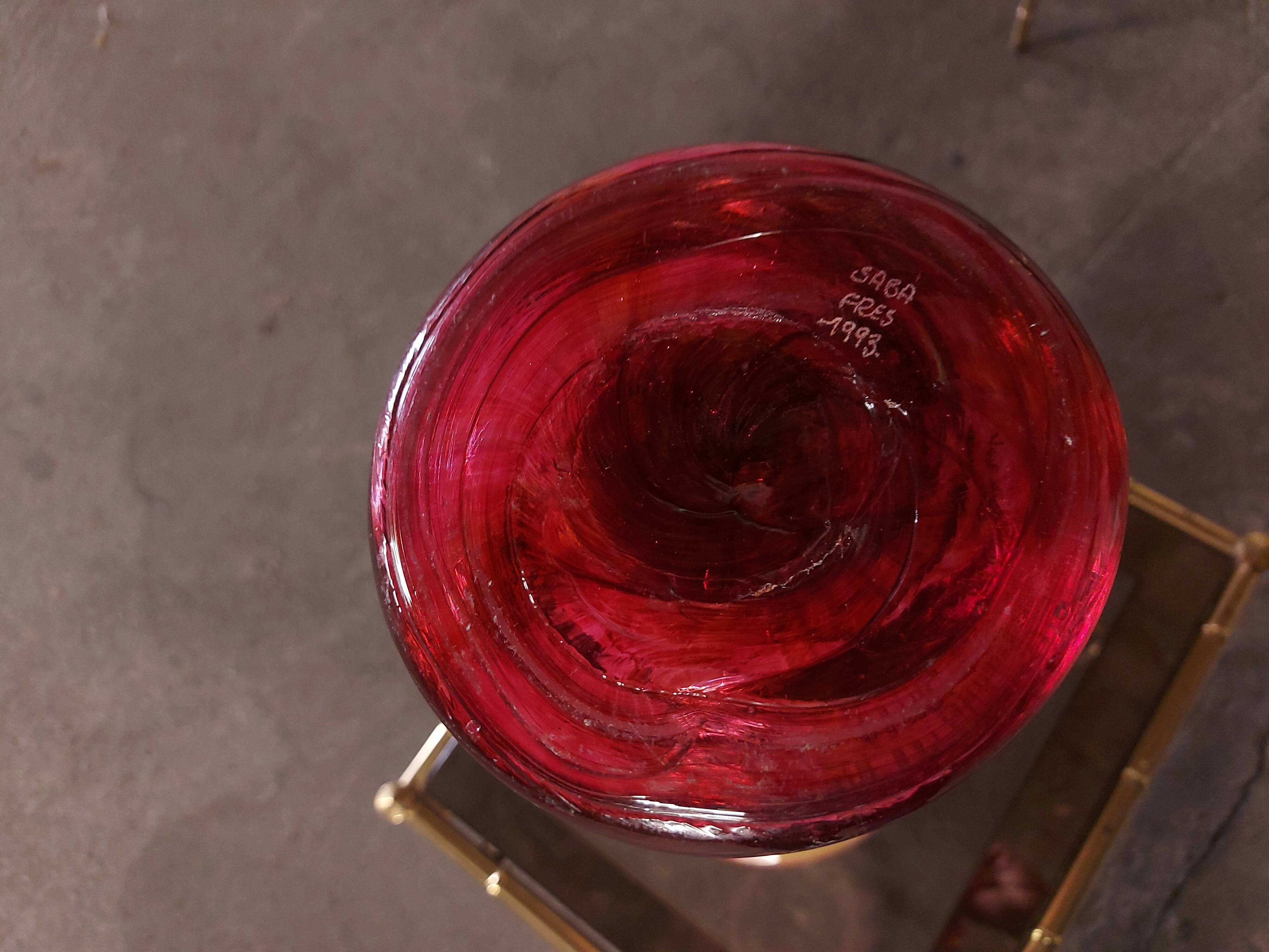 LARGE BIOT BLOWN GLASS VASE, SABA FRERES