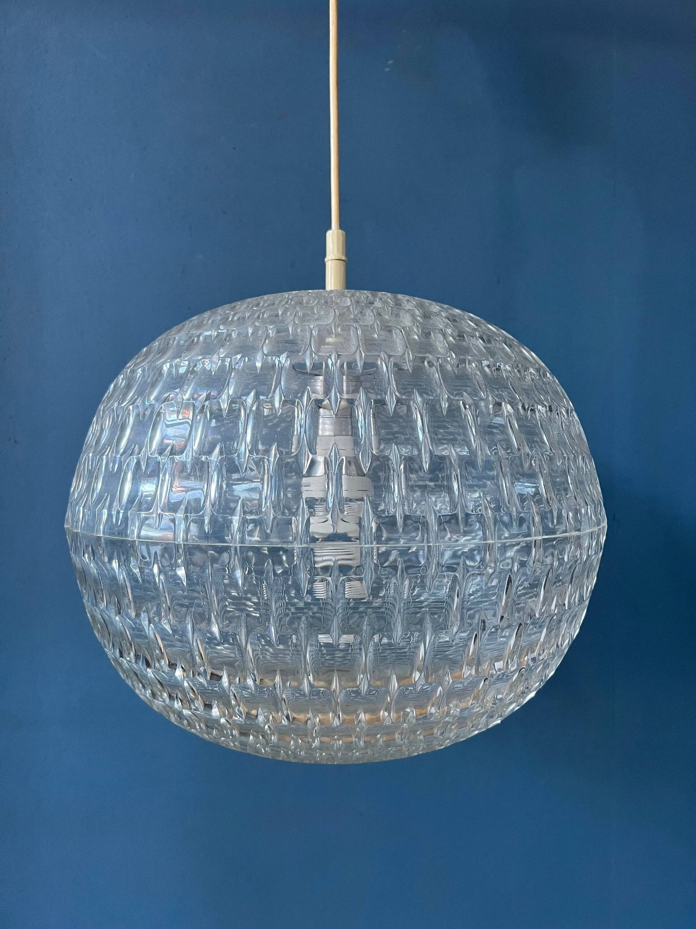 Mid-century crystal ball pendant in acrylic glass