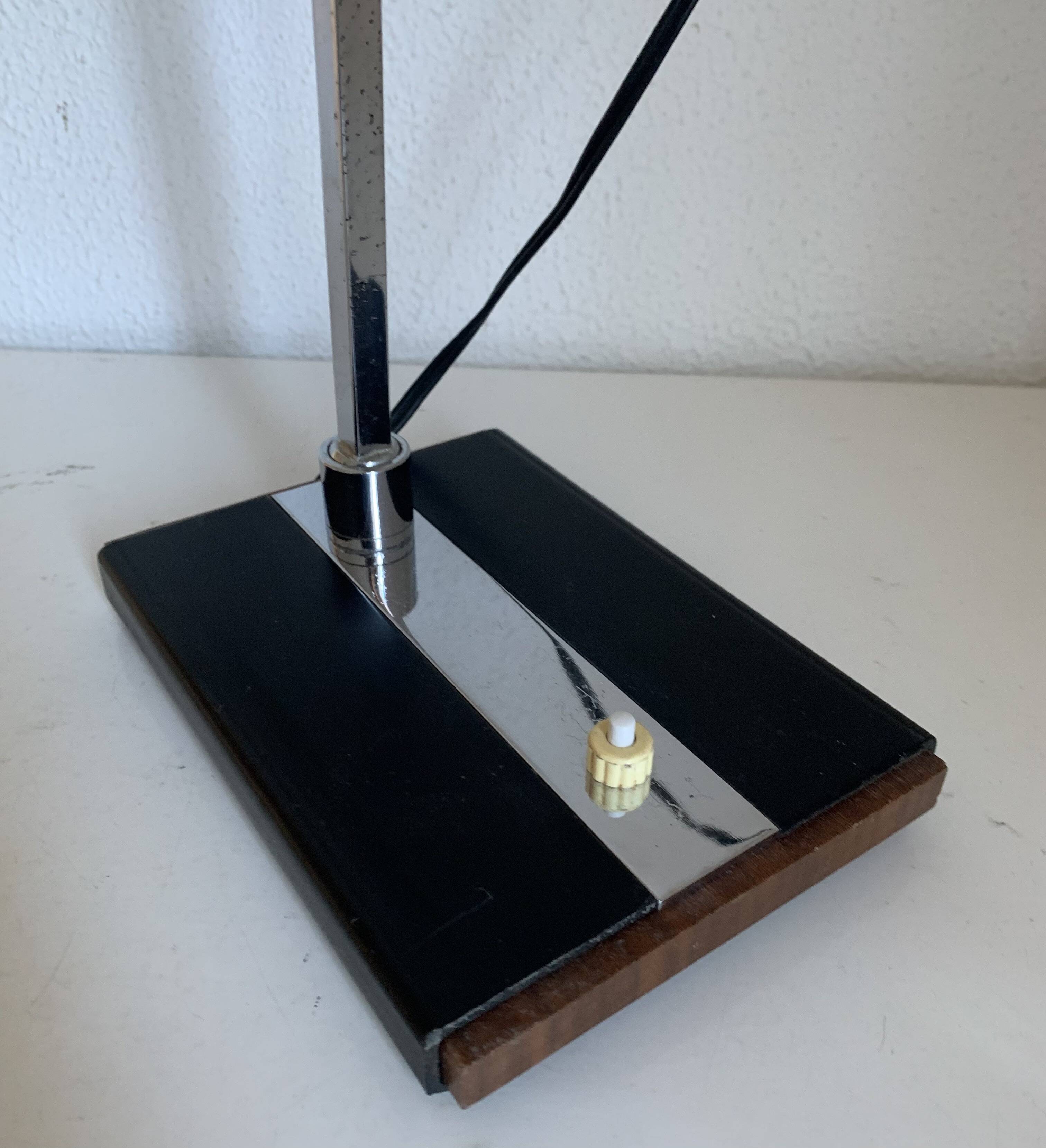 Large vintage 1960s black and wood eyeball design desk lamp - 50 cm