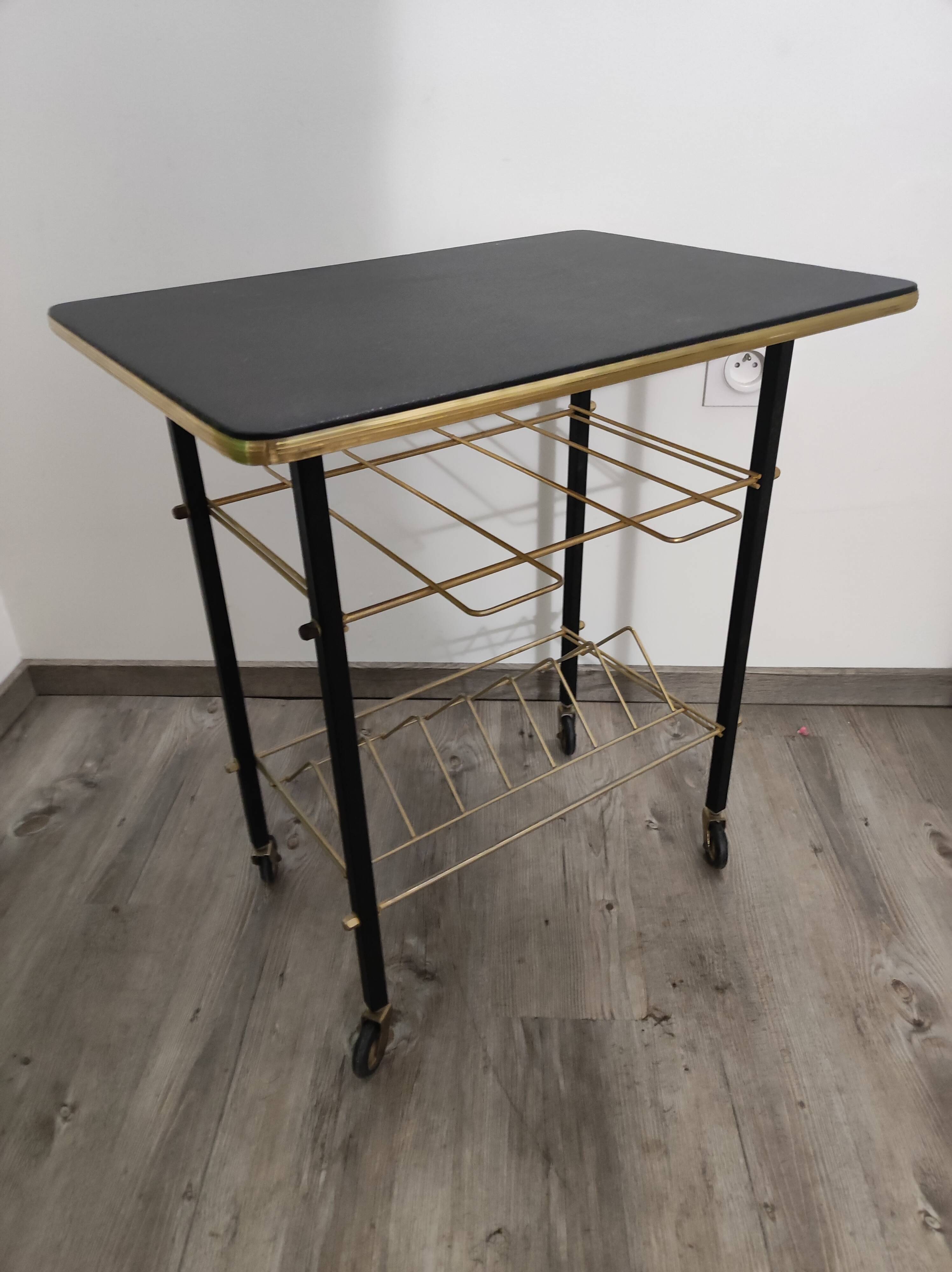 Serving wheels magazine holders black metal golden steel file imitation vintage