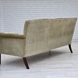 1960s, Danish 3-seater sofa, light green furniture velour.