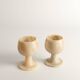 Hand Turned Light Brown Onyx Goblets Candleholders, Set of 2