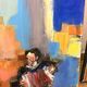 Oil Painting Canvas Deloison Musician Accordion Couple Dancing