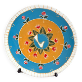 Hand-Painted Wall Decorative Ceramic Plate with Dove & Floral Folk Art Design