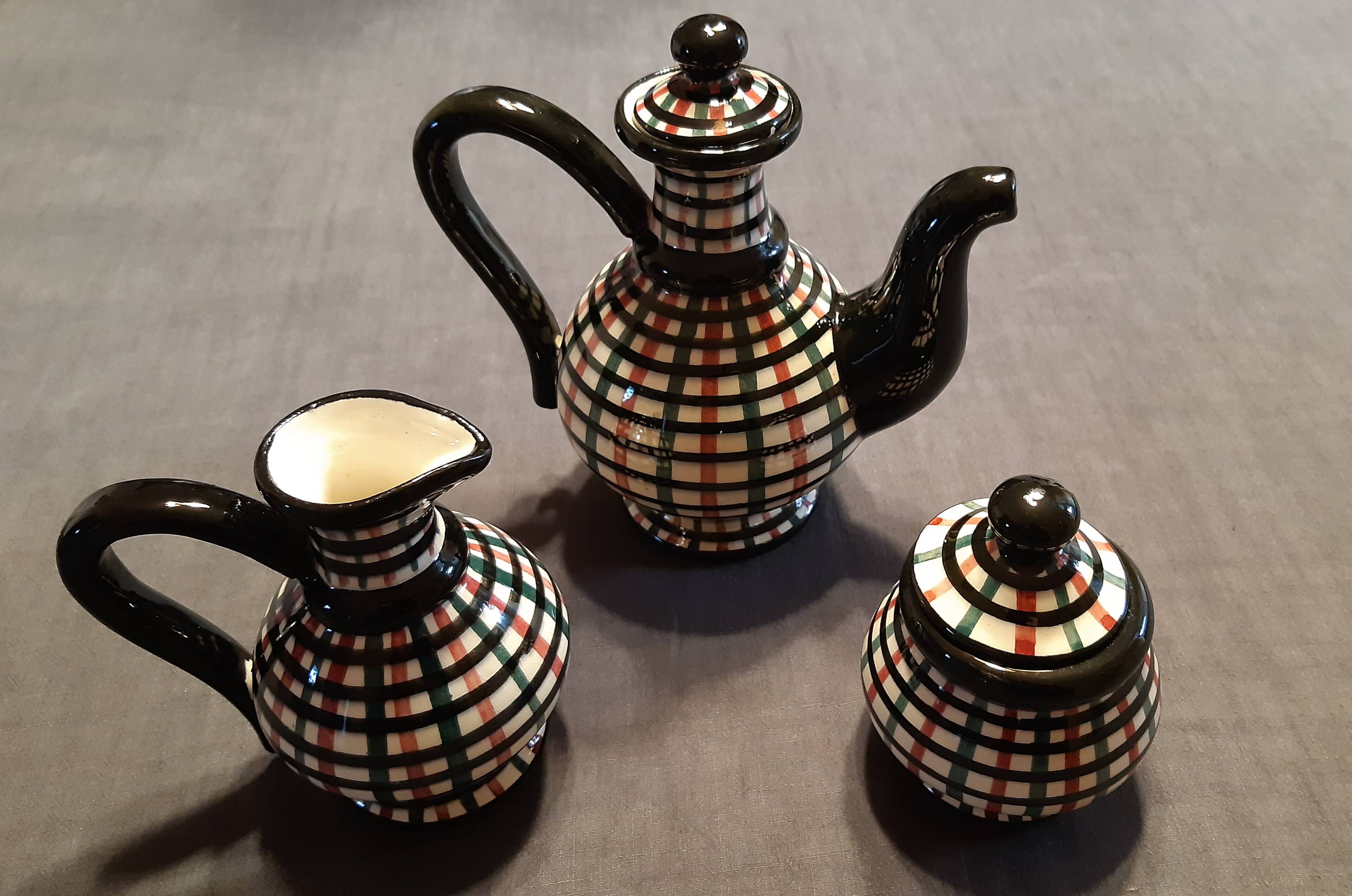 Vintage tea set, Vallauris ceramics, FASE workshop
