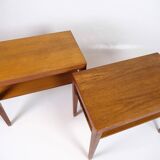 Ensemble de 2 tables d'appoint avec étagère en teck par Severin Hansen pour Haslev Furniture des années 1960