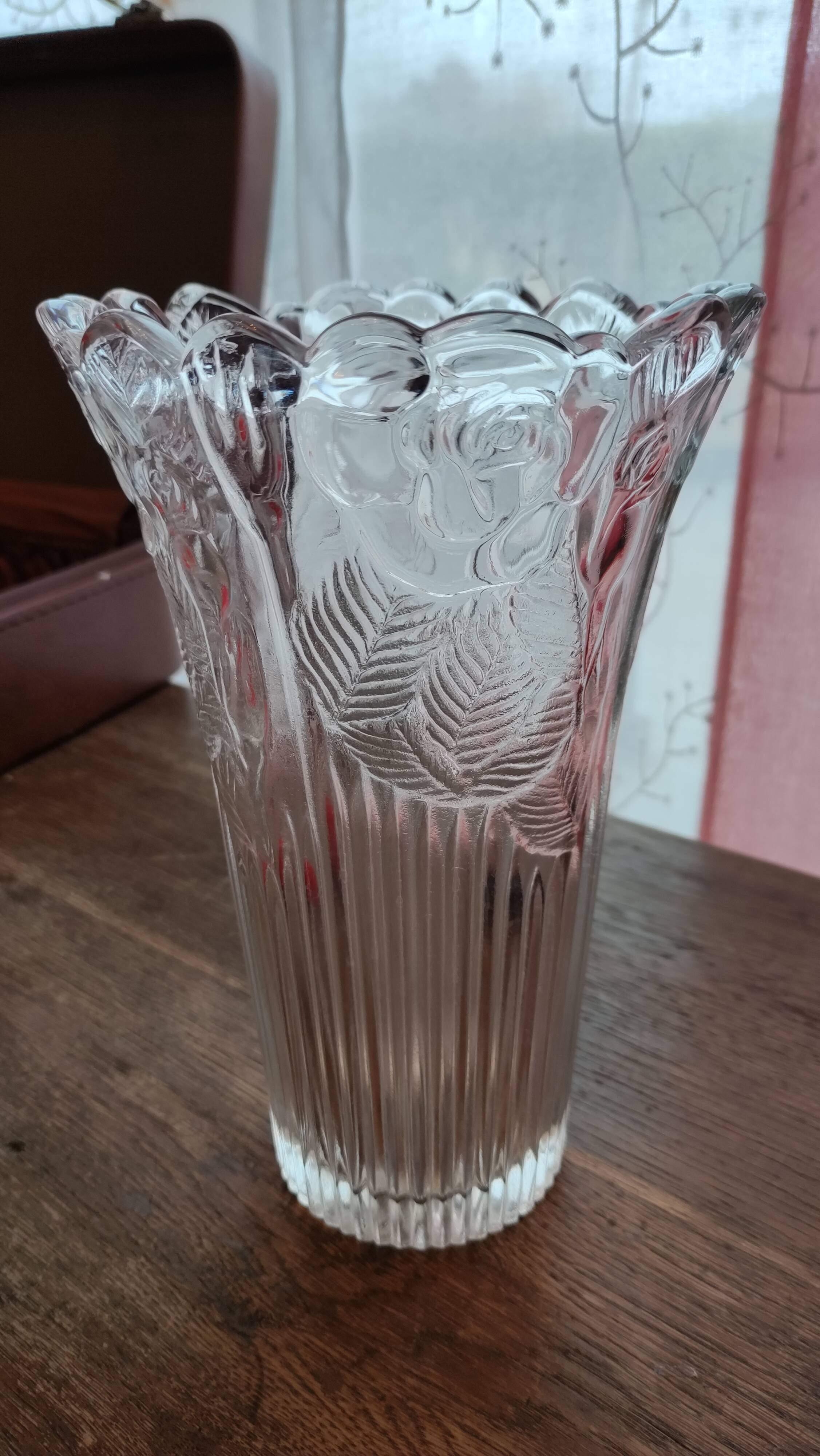 Transparent thick glass vase