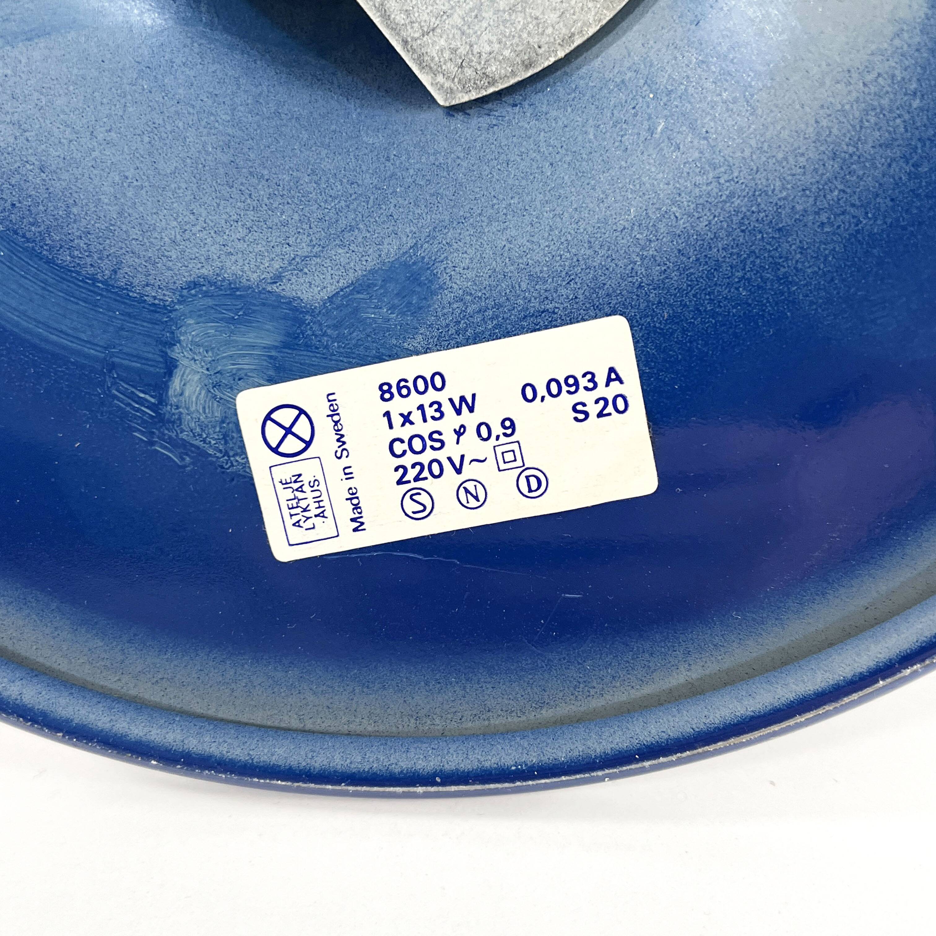 Lampe de table Tube bleue par Anders Pehrson pour Ateljé Lyktan, 1970