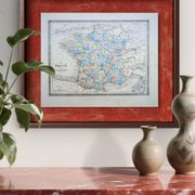 France and departments, old map, printed in 1852. Authentic.