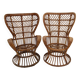 Mid-Century Modern Carminati Bamboo Rattan Italian Handmade Pair of Armchai