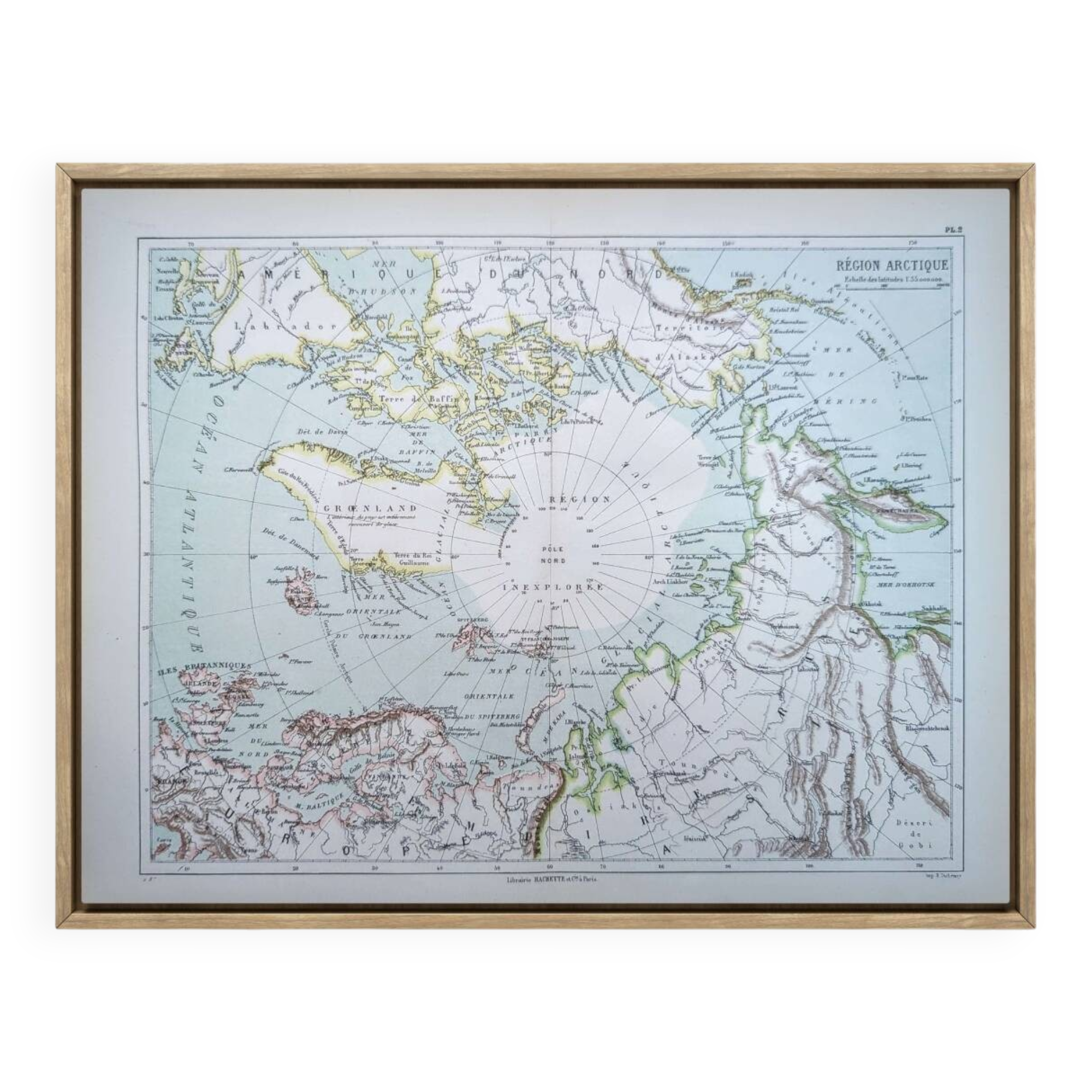 The Arctic region, period map, 1887, Authentic.