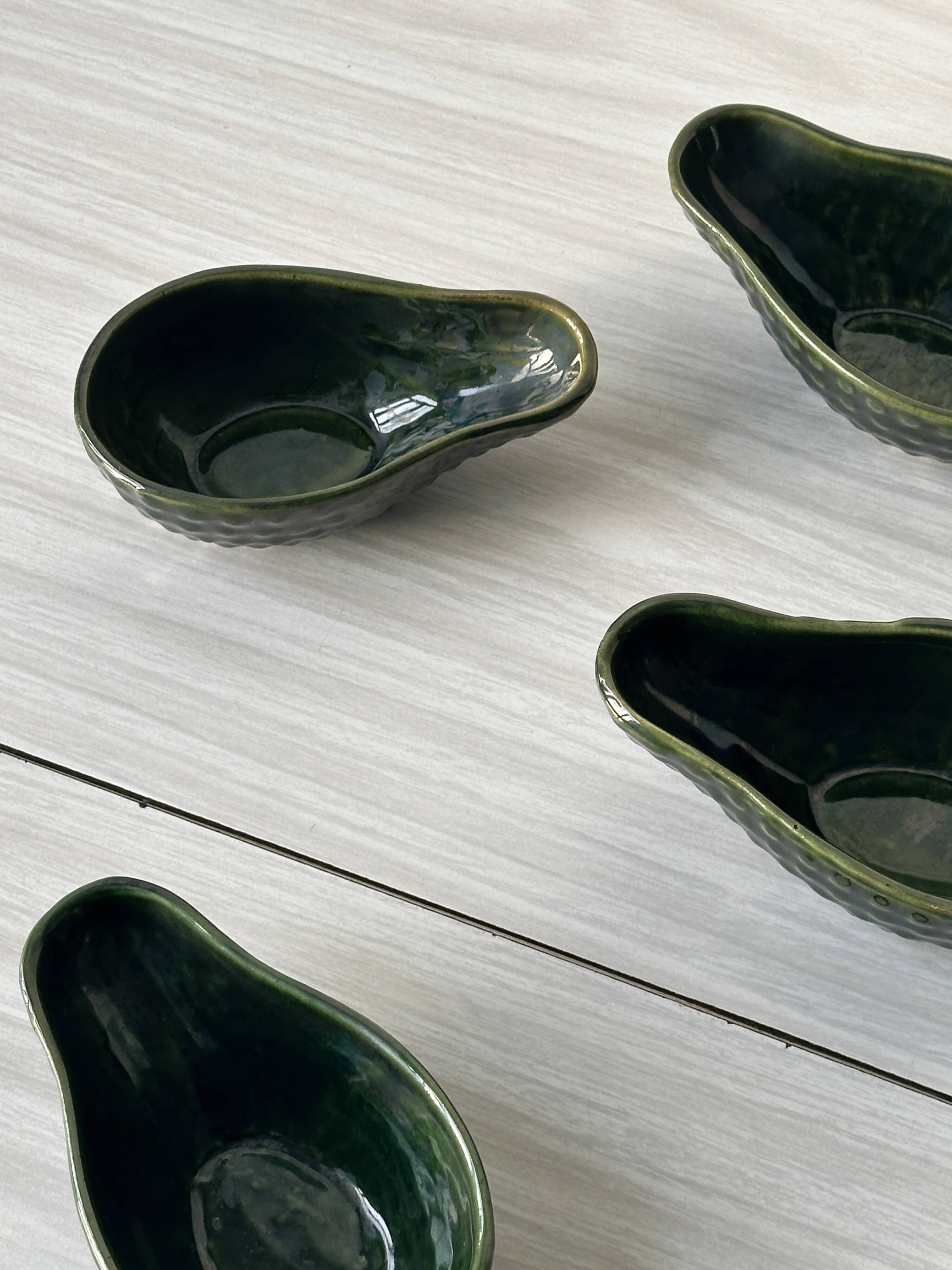 Green ceramic avocado ramekins