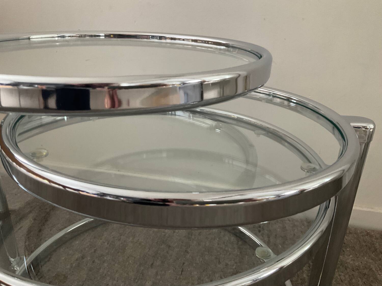 Vintage chrome coffee table with swivel tops