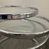 Vintage chrome coffee table with swivel tops