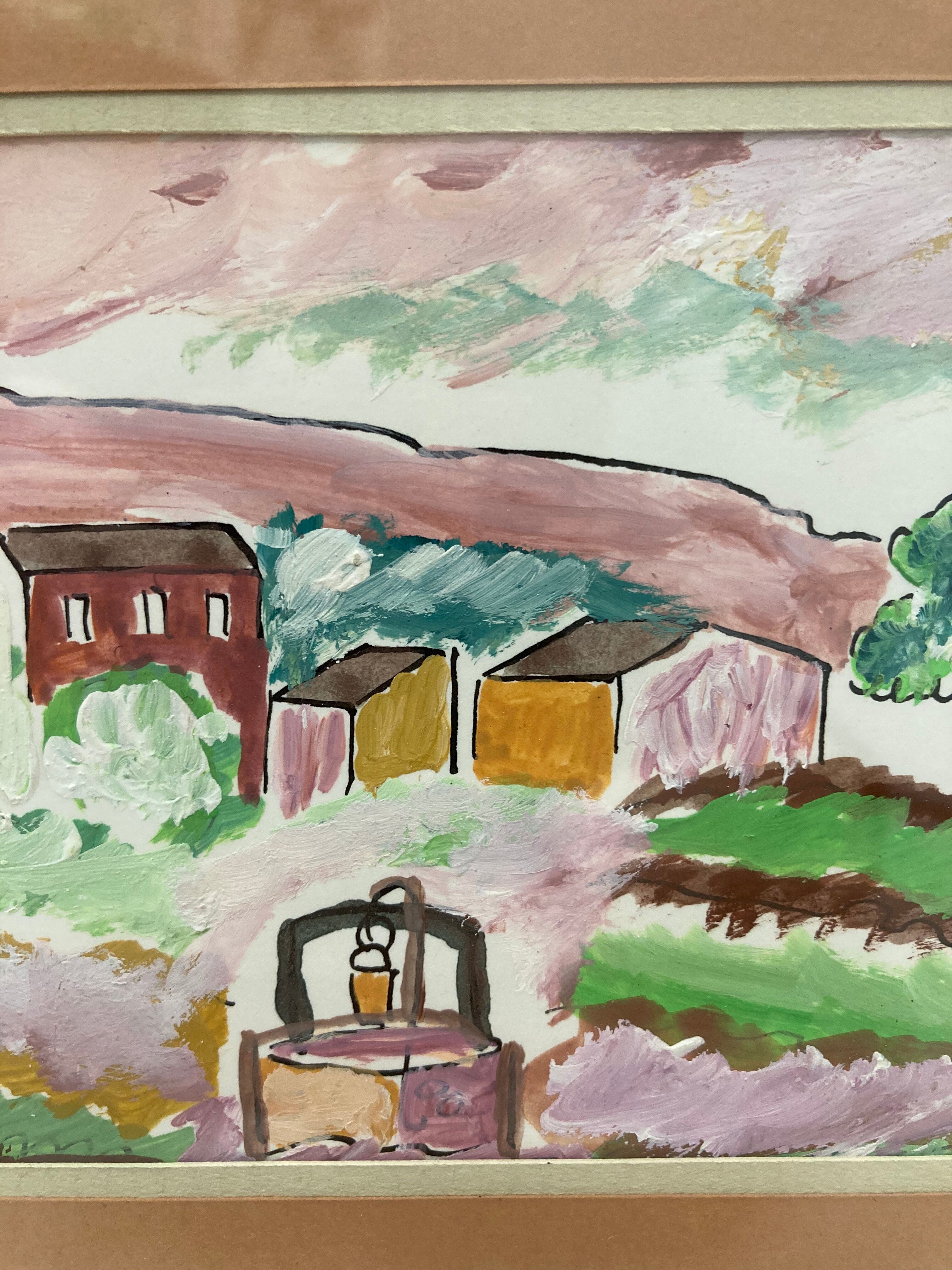 Framed landscape painting