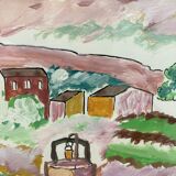 Framed landscape painting