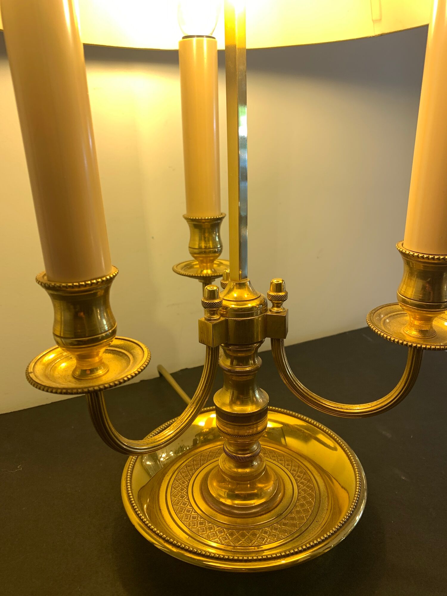 Hot water bottle lamp, 3 lights in bronze Lucien Gau, XXth