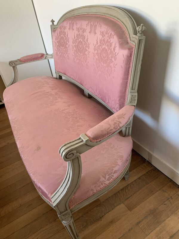 Canapé, banquette ancienne de style Louis XVI