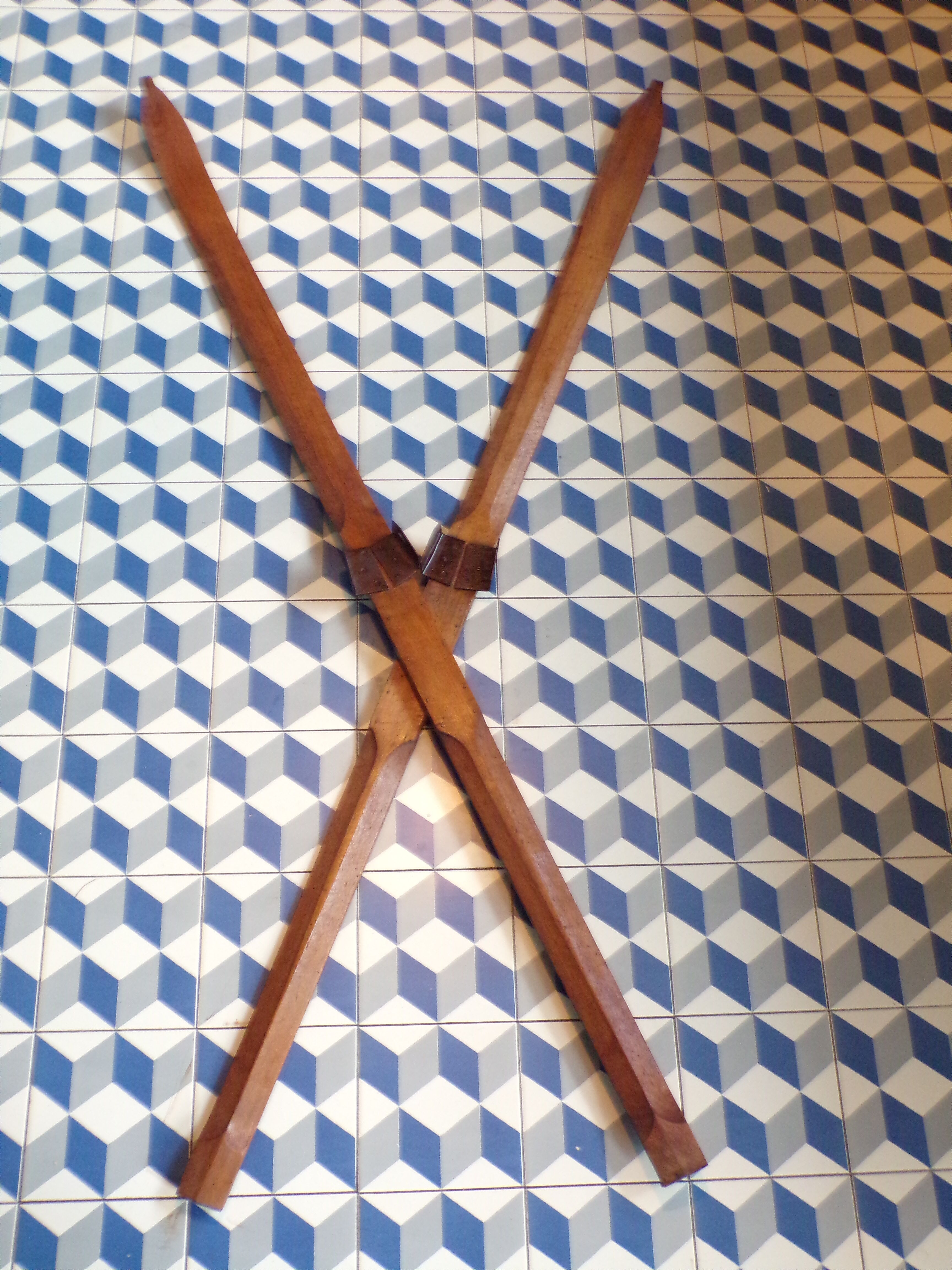 Pair of vintage wooden skis 192 cm