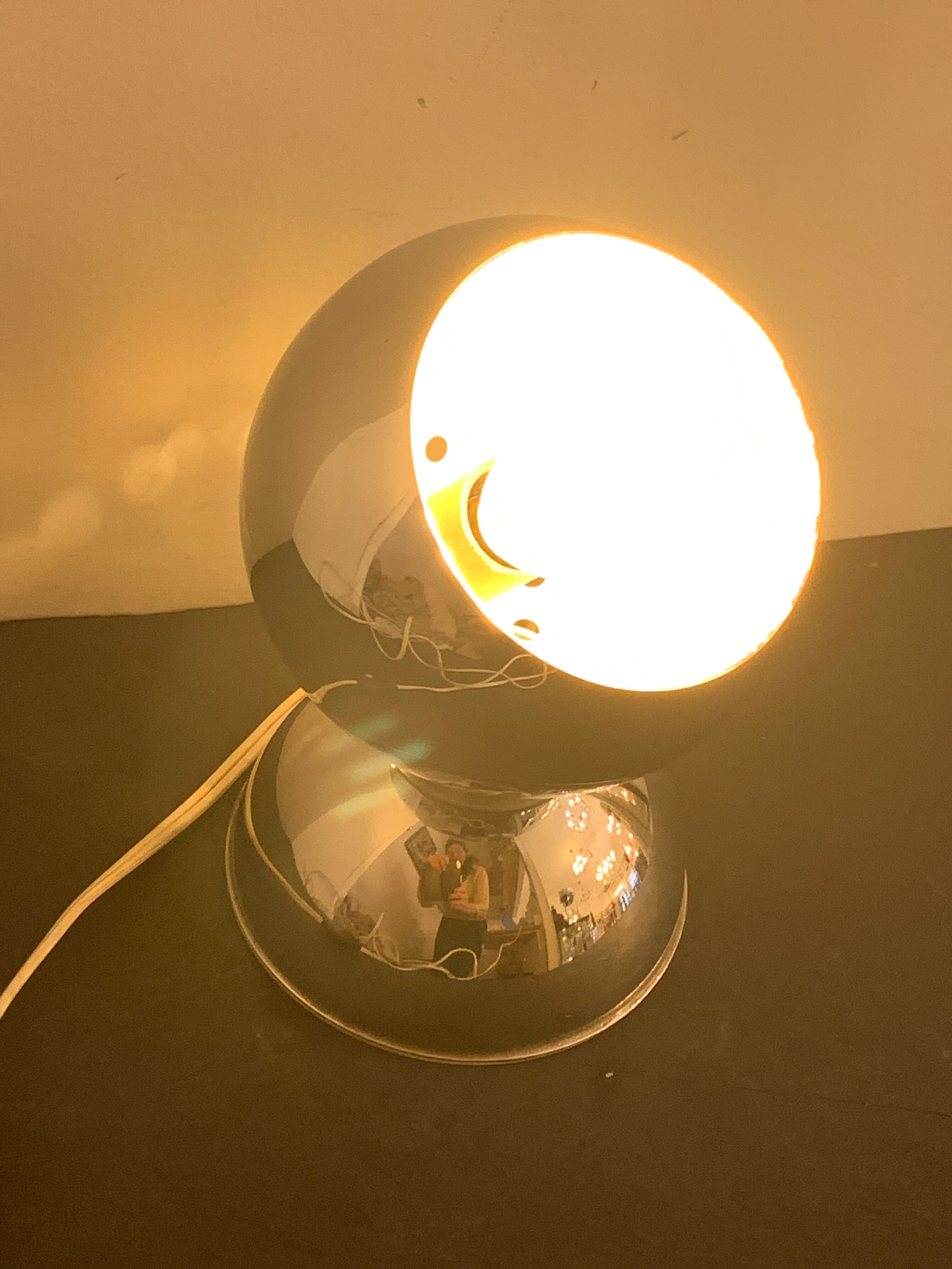Chrome eyeball lamp, Italian design Goffredo Reggiani, 1970