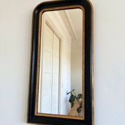 Antique French Louis Philippe full length mirror – black and gold, late 19th century