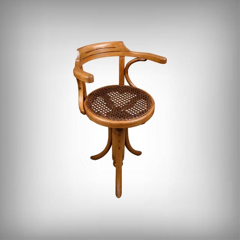 Swivel Chair for Children in Stained Beech, Thonet Style – Early 20th Century