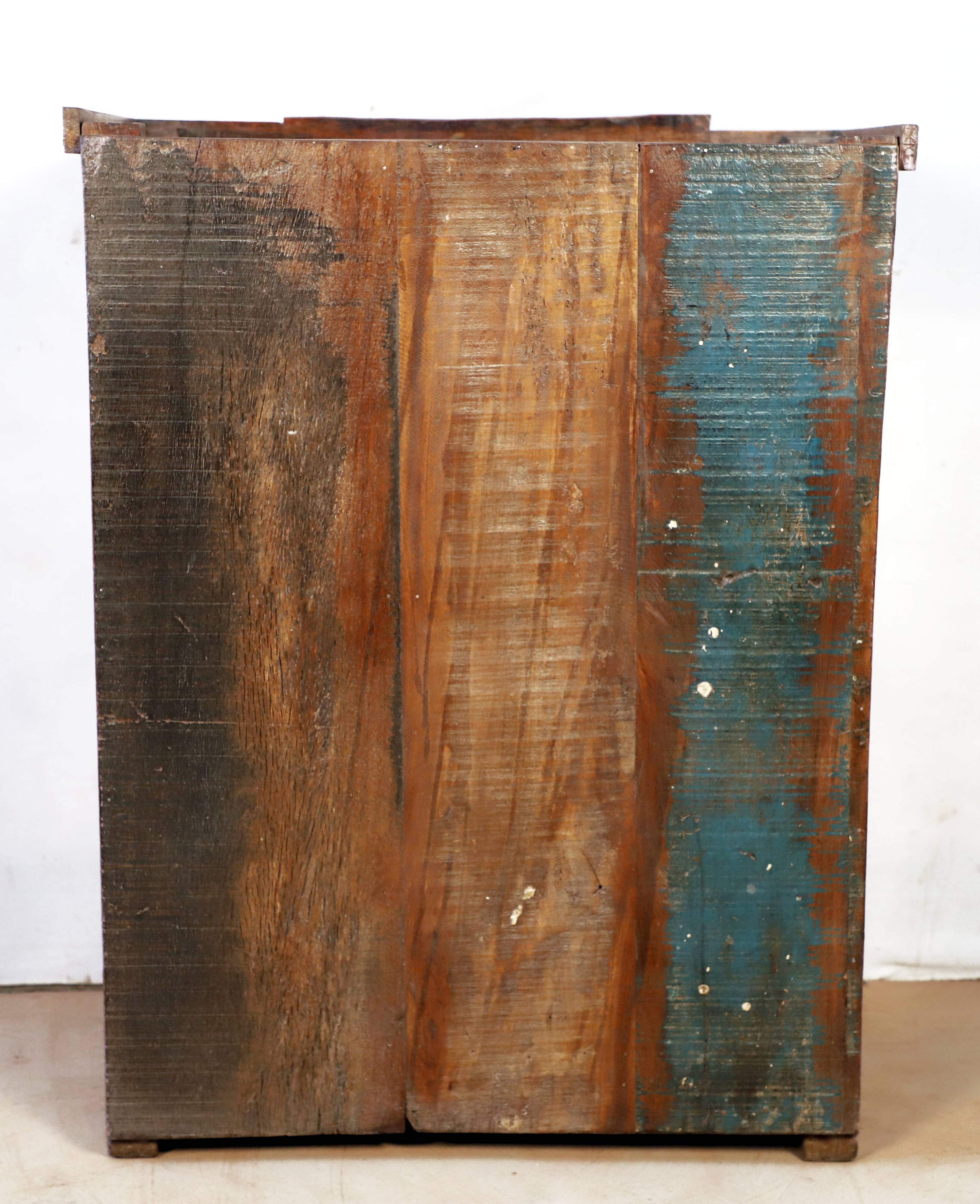 Antique Burmese teak sideboard with original mauve patina