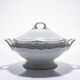 White fine porcelain soup tureen/vegetable dish from Limoges attributed to Barnardaud, vintage.