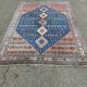 Handmade Yalameh Persian rug 200x300 indigo blue terracotta