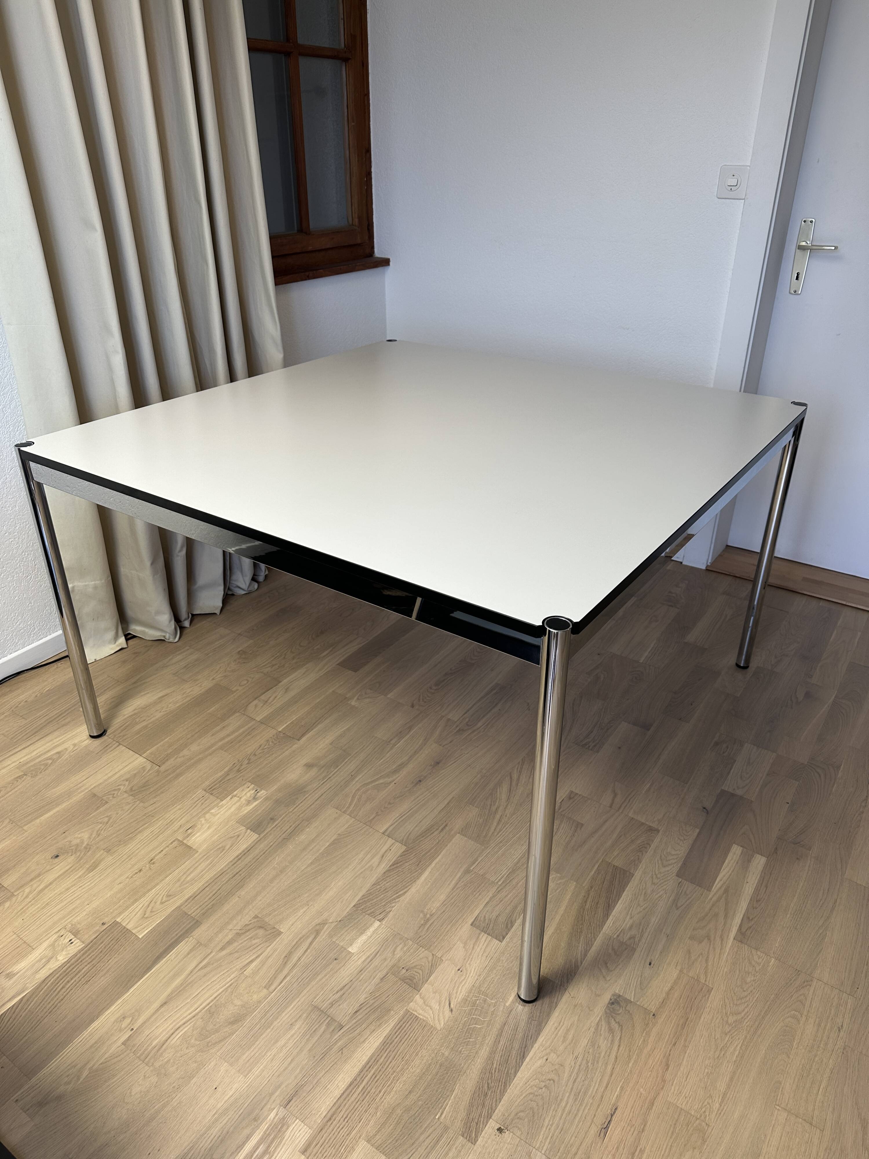 USM Haller table in pearl grey laminate