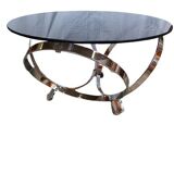 Smoked glass and chrome coffee table from the 70s