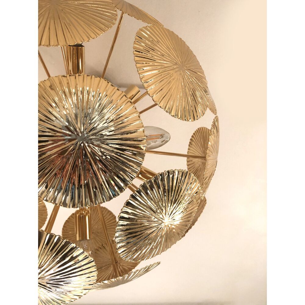 Water-lily brass sputnik chandelier