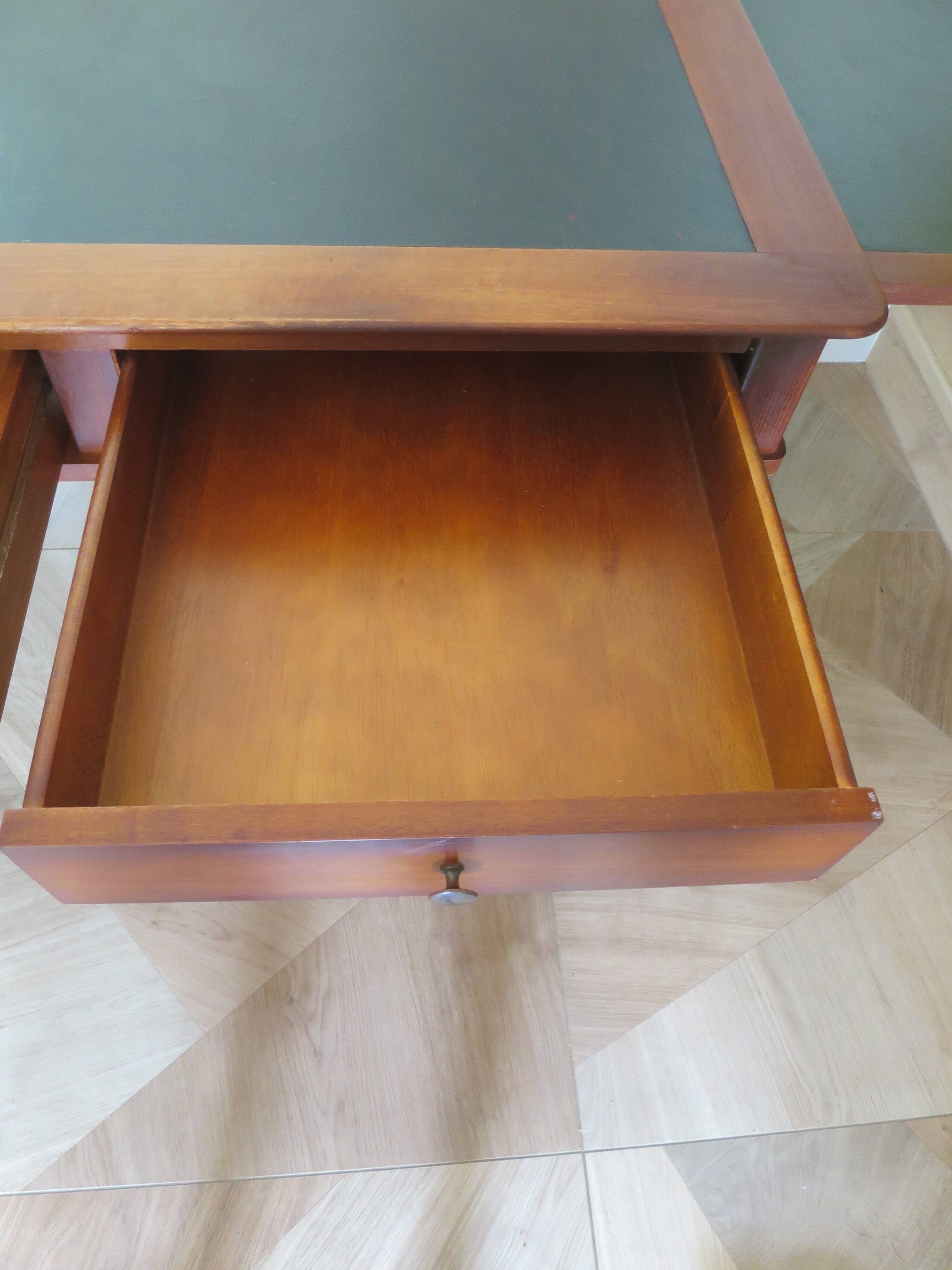 minister's desk - 2 drawers - solid wood - faux leather writing pad - Louis Philippe