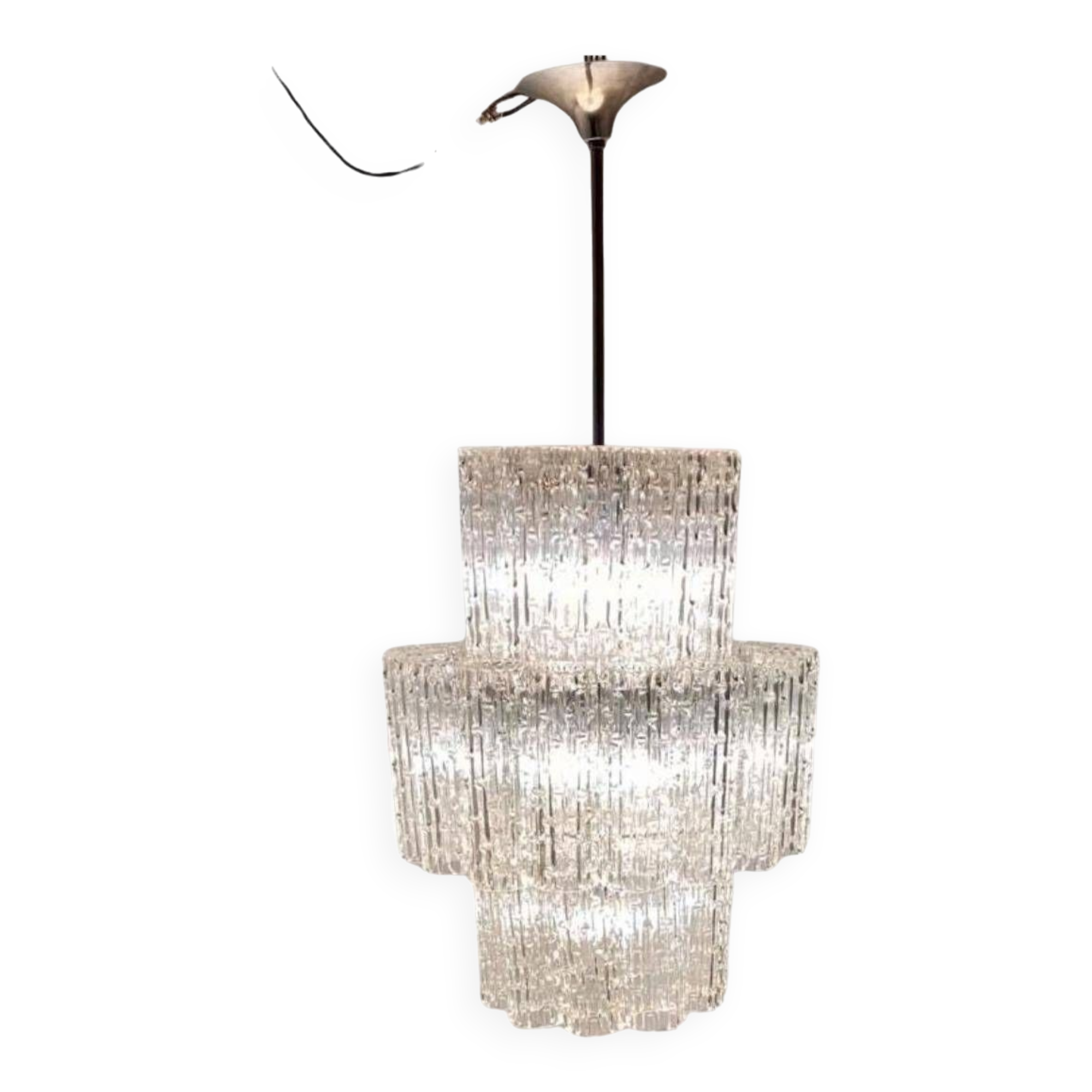 Vintage Murano chandelier, 38 cortex glasses, Italy 1960's