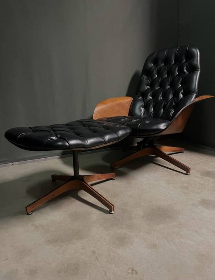 Iconic "Mr. Chair" Armchair & Ottoman – George Mulhauser for Plycra