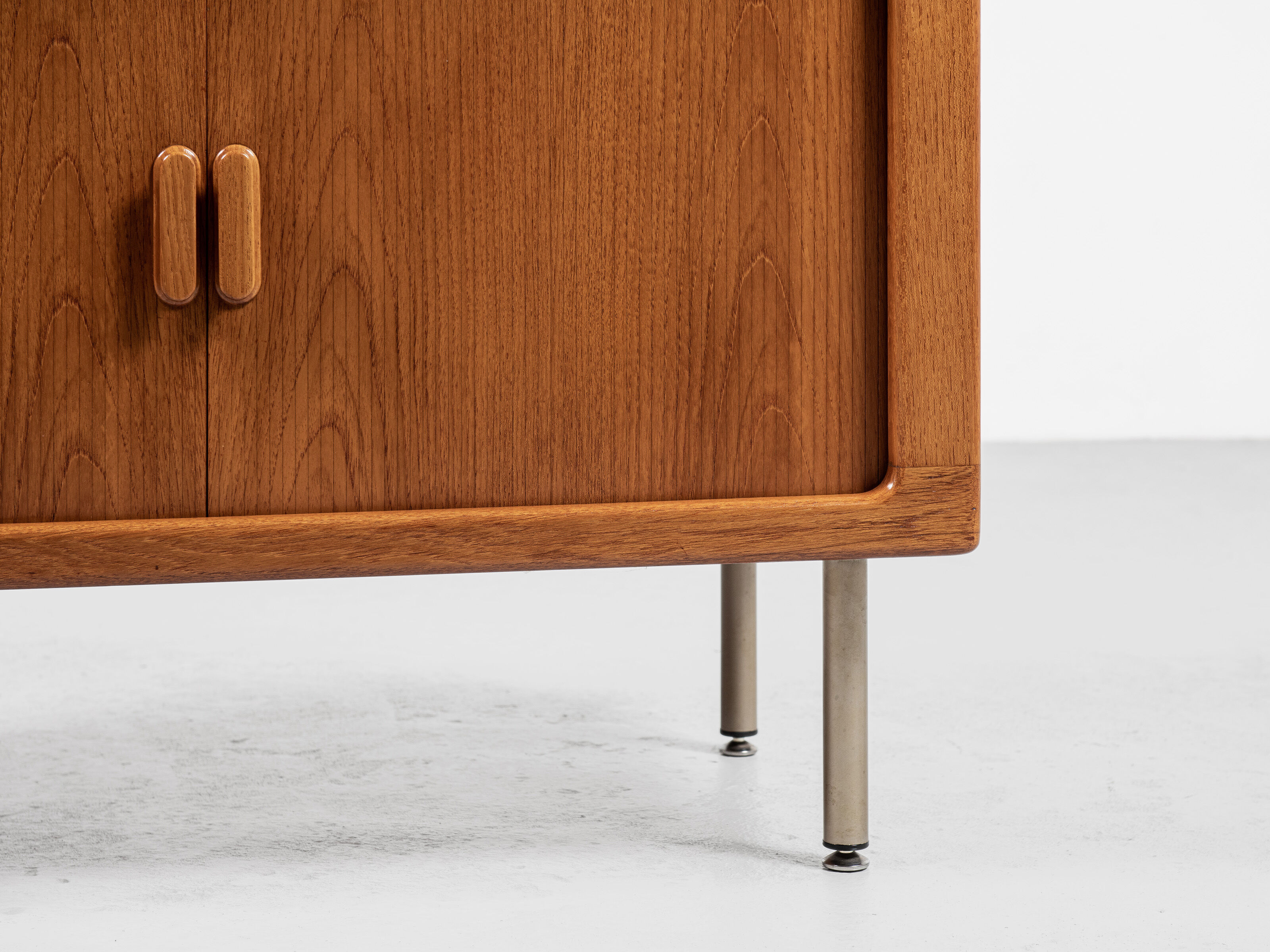 Midcentury Danish sideboard in teak with tambour doors by Dyrlund 1960s - metal legs