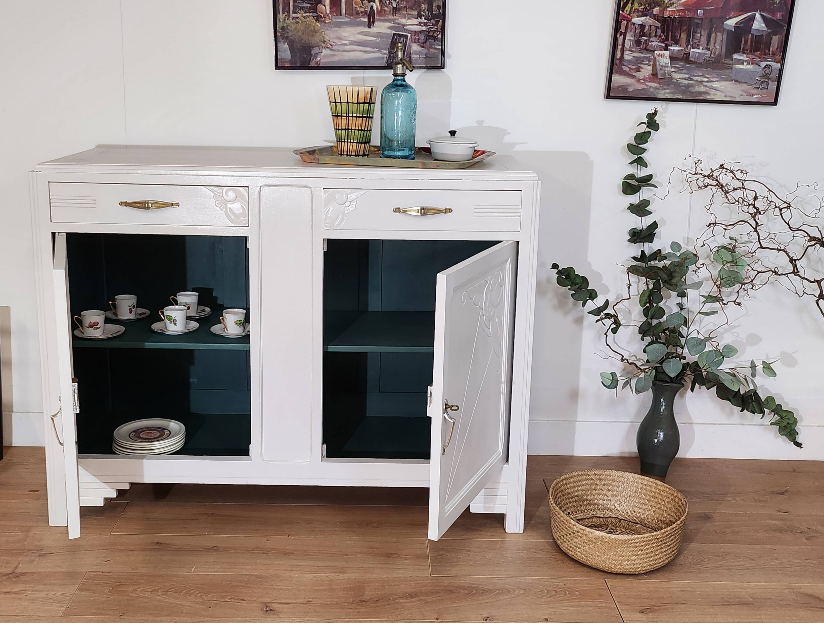 UNIQUE WHITE ART DECO SIDEBOARD