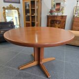 Extendable teak round table – vintage Scandinavian design – Ø120 cm + 2 extensions